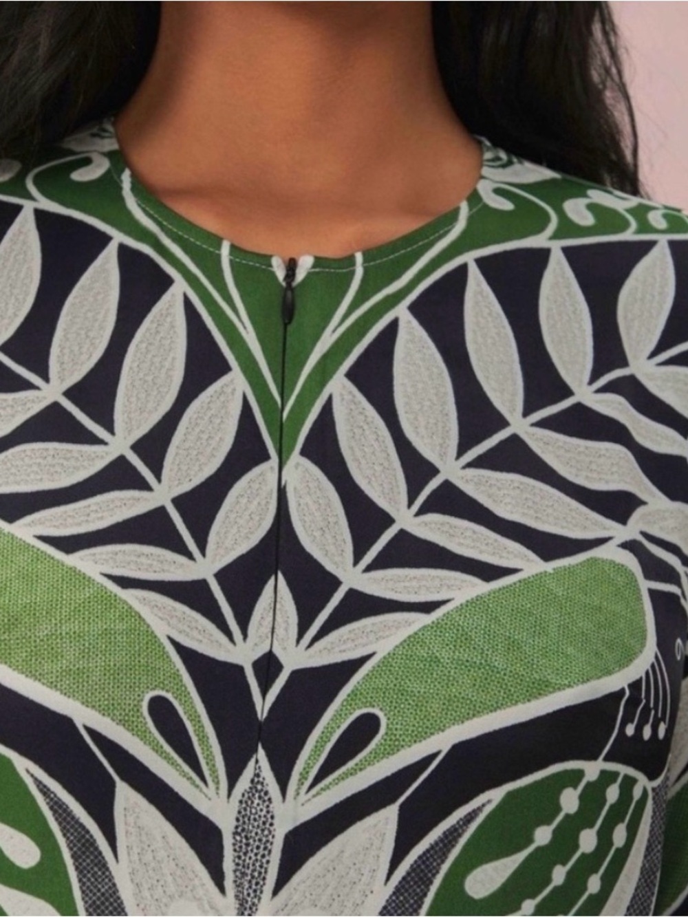 FARM Rio Green, Black & White Printed Long Sleeve Maxi Dress - Picture 3 of 3